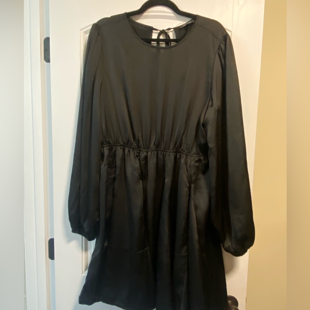 *NWT* mittoshop black satin open back dress
